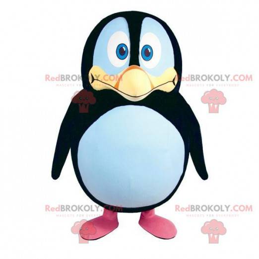 Pinguïn mascotte zwart wit en geel. Pinguïn kostuum -