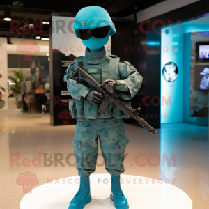 Teal Army Soldier maskot...