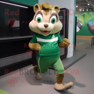 Green Chipmunk mascot costume character dressed with a Running Shorts and  Wraps - Mascot Costumes -  Sizes L (175-180CM)