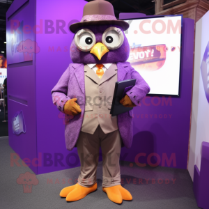 Purple Owl maskot kostym...