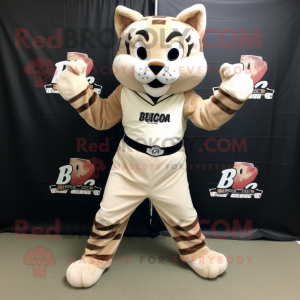 Beige Bobcat maskot kostume...