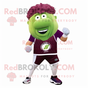 Maroon Corned Beef And Cabbage mascot costume character dressed with a Running Shorts and Headbands