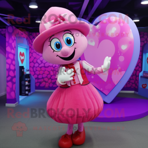 Pink Heart maskot kostume...