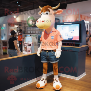 Peach Jersey Cow mascotte...