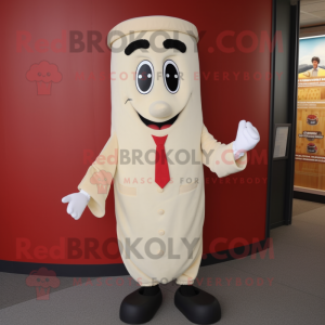 Cream Paella mascot costume character dressed with a Suit Jacket and Ties