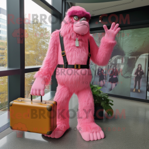 Roze Sasquatch mascotte...