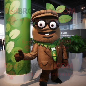 Brown Beanstalk mascot costume character dressed with a Jacket and Eyeglasses