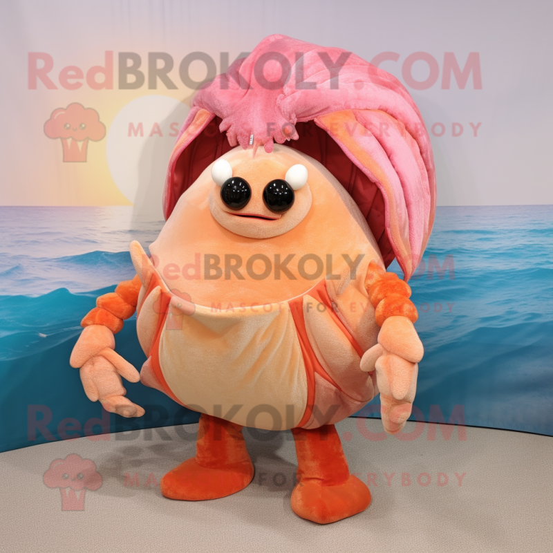 Personaje de disfraz de mascota de cangrejo ermitaño rojo vestido