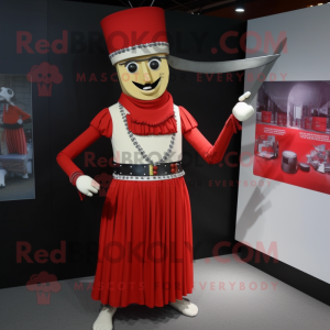 nan Knife Thrower mascot costume character dressed with a Empire Waist Dress and Bracelets