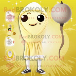 Beige Lemon mascot costume character dressed with a One-Piece Swimsuit and Scarves