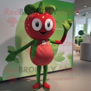 Olive Strawberry mascot costume character dressed with a One-Piece Swimsuit and Cummerbunds