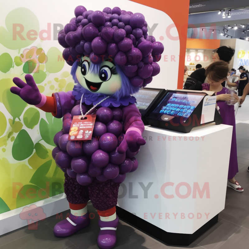 nan Grape mascot costume character dressed with a Mini Skirt and Watches