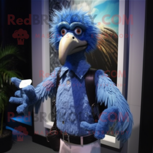 Blue Vulture maskot kostume...