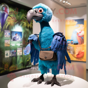 Blue Vulture mascot costume character dressed with a Vest and Watches