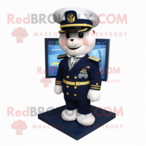 Navy Computer mascot costume character dressed with a Playsuit and Lapel pins