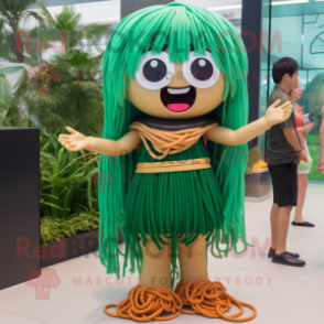 Forest Green Ramen mascot costume character dressed with a Bikini and Shoe laces