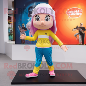 nan Fried Rice mascot costume character dressed with a Yoga Pants and Shoe laces