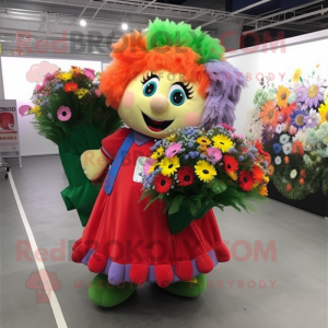 nan Bouquet Of Flowers mascot costume character dressed with a A-Line Skirt and Messenger bags