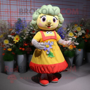 nan Bouquet Of Flowers mascot costume character dressed with a A-Line Skirt and Messenger bags