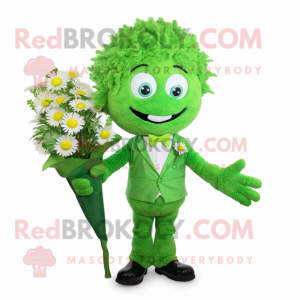 Green Bouquet Of Flowers mascot costume character dressed with a Suit and Wraps