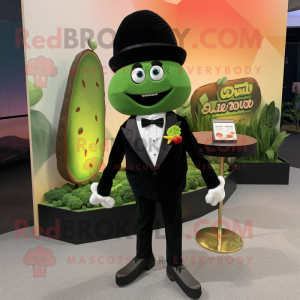Olive Tacos mascot costume character dressed with a Tuxedo and Brooches