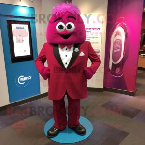 Magenta Engagement Ring mascot costume character dressed with a Jacket and Tie pins