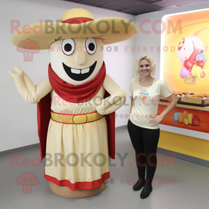 Cream Fajitas mascot costume character dressed with a Blouse and Brooches
