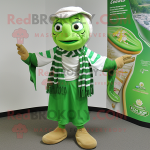 nan Green Beer mascot costume character dressed with a Shorts and Scarves