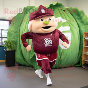 Maroon Corned Beef And Cabbage mascot costume character dressed with a Joggers and Caps