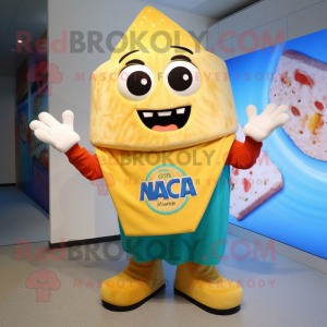 nan Nachos mascot costume character dressed with a Cover-up and Foot pads