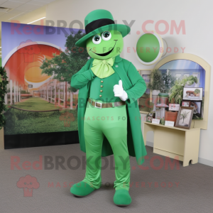 Green Horseshoe mascot costume character dressed with a Dress Pants and Hats
