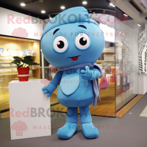 Sky Blue Love Letter mascot costume character dressed with a Jeggings and Scarf clips