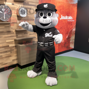 Black Baseball Glove mascot costume character dressed with a Maxi Dress and Bracelet watches