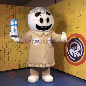 Cream Soda Can mascot costume character dressed with a Bomber Jacket and Digital watches