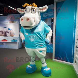 Cyan Guernsey Cow maskot...