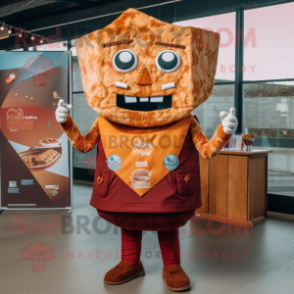 Rust Nachos mascot costume character dressed with a Turtleneck and Pocket squares