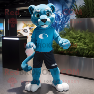 Cyan Puma mascotte kostuum...