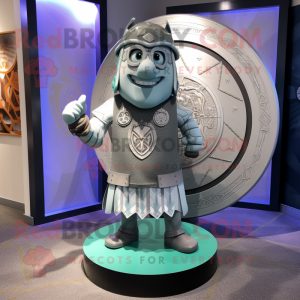 Silver Celtic Shield mascot costume character dressed with a Graphic Tee and Pocket squares