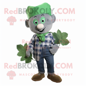 Gray Bunch Of Shamrocks mascot costume character dressed with a Chambray Shirt and Scarf clips