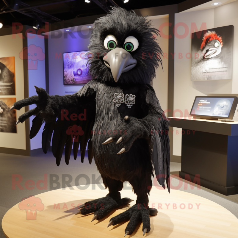Black Harpy mascot costume character dressed with a Wrap Skirt and Cufflinks