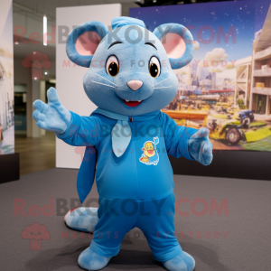 Sky Blue Rat maskot kostume...