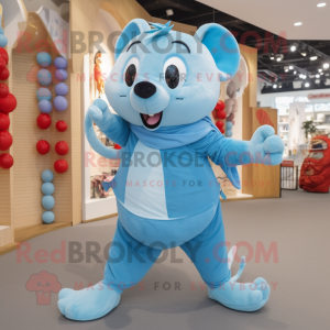 Sky Blue Rat maskot kostume...