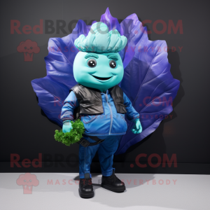 Blue Cabbage maskot kostym...