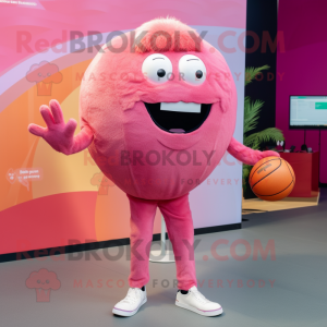 Pink Meatballs mascot costume character dressed with a Suit and Foot pads