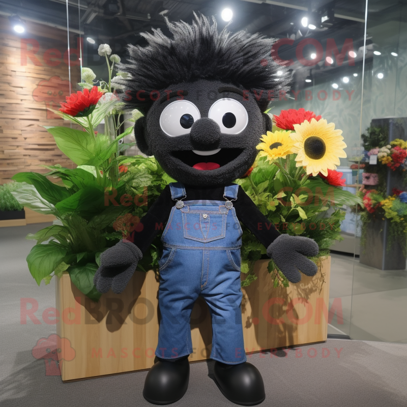 Black Bouquet Of Flowers mascot costume character dressed with a Denim Shorts and Headbands