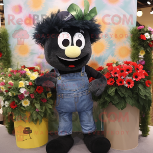 Black Bouquet Of Flowers mascot costume character dressed with a Denim Shorts and Headbands