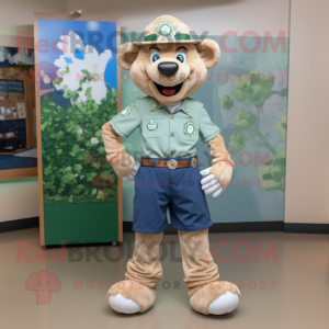 Tan Bunch Of Shamrocks mascot costume character dressed with a Chambray Shirt and Anklets