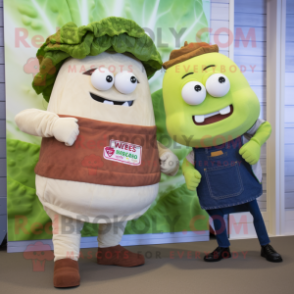 Tan Corned Beef And Cabbage mascot costume character dressed with a Boyfriend Jeans and Smartwatches