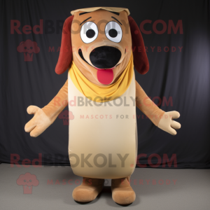 Tan Hot Dog mascotte...