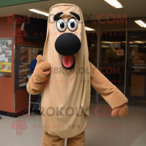 Tan Hot Dog maskot drakt...